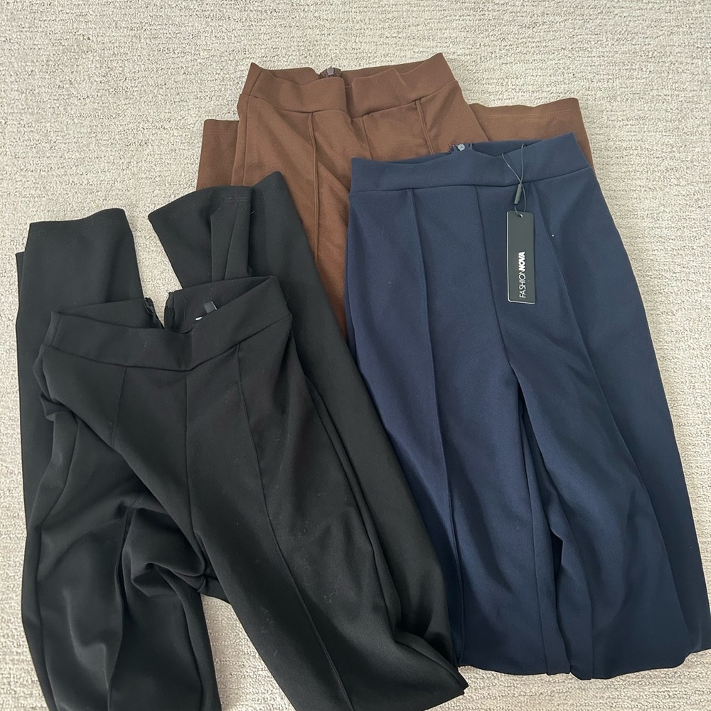 PACK OF 3 - Fashion Nova Business Fit & Flare Pants (Size S)
